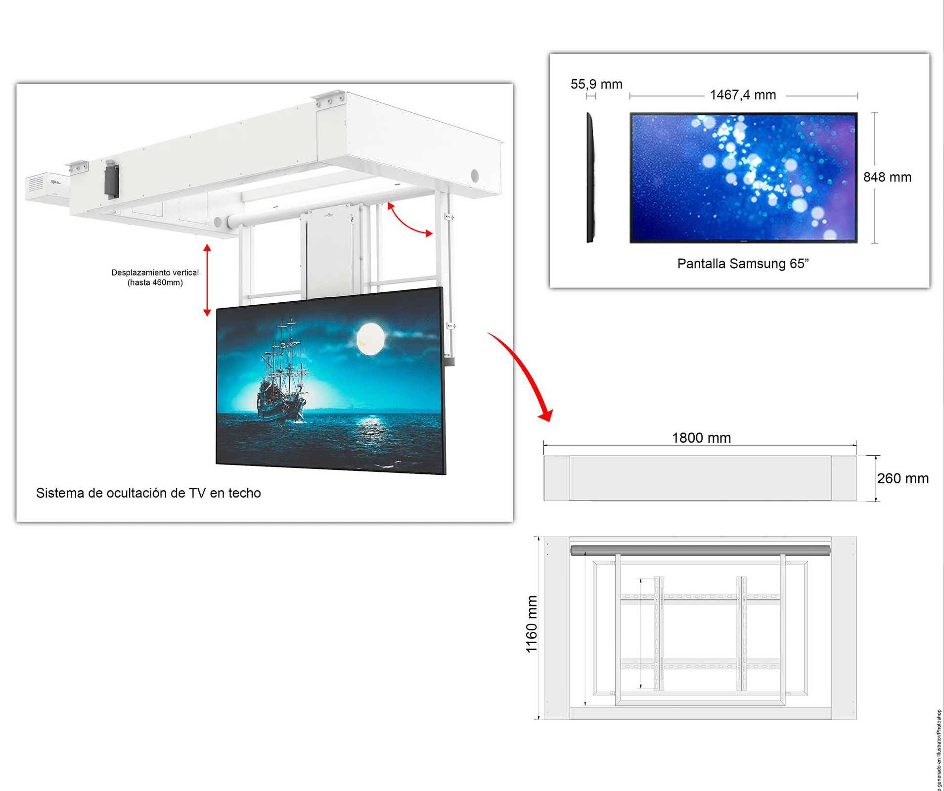Soportes motorizados electricos TV LCD Proyector + Soportes para